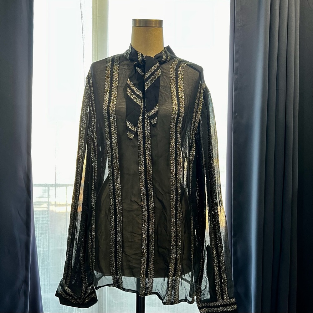 Men’s Pussy Bow Brocade Shirt